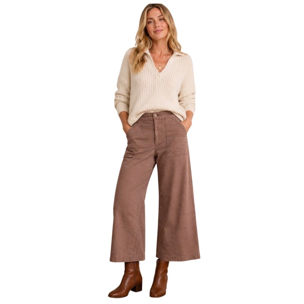 Maeve by Anthropologie High Rise Wide Leg Utility Pants Brown Size 2 OB1494944